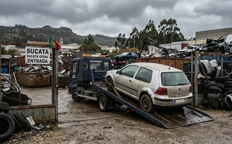 Reboque a entregar um carro antigo no portão do parque